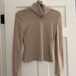 SHEIN turtleneck long sleeve crop top | size M | tan